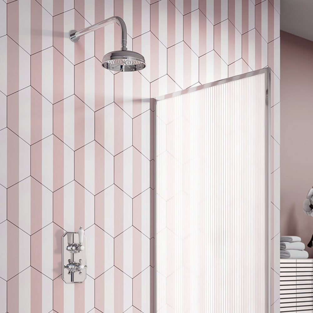 Stonehouse Studio Amalfi Blush Striped Hexagon Wall &amp;amp; Floor Tiles