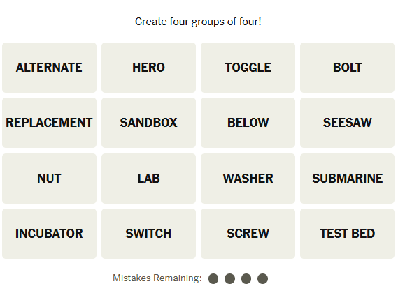 The New York Times Connections puzzle on March 5, 2026