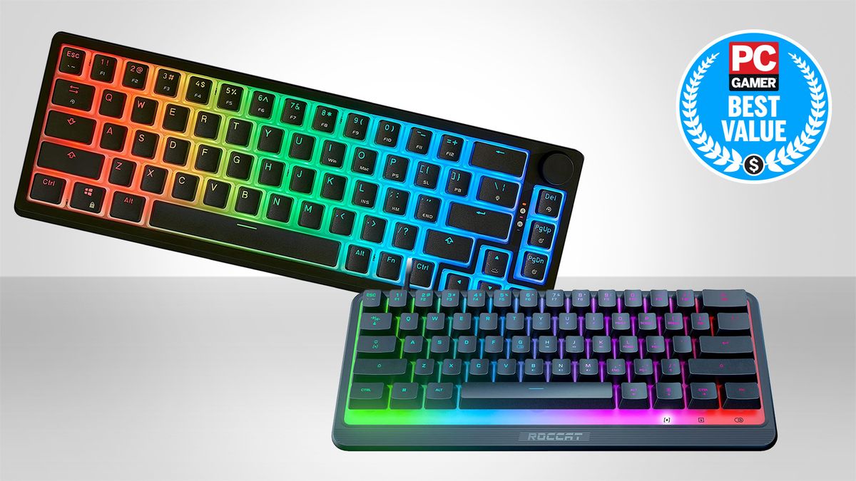 Best cheap gaming keyboard buying guide header with PC Gamer best value badge