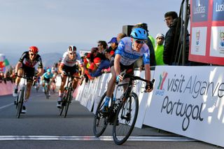 ALTO DA FIA MONCHIQUE PORTUGAL FEBRUARY 20 Arrival Dan Martin of Ireland and Team Israel StartUp Nation Rui Costa of Portugal and UAETeam Emirates Tim Wellens of Belgium and Team Lotto Soudal during the 46th Volta ao Algarve 2020 Stage 2 a 1839 km stage from Sagres Vila do Bispo to Alto da Fia 884m Monchique VAlgarve2020 on February 20 2020 in Alto da Fia Monchique Portugal Photo by Tim de WaeleGetty Images