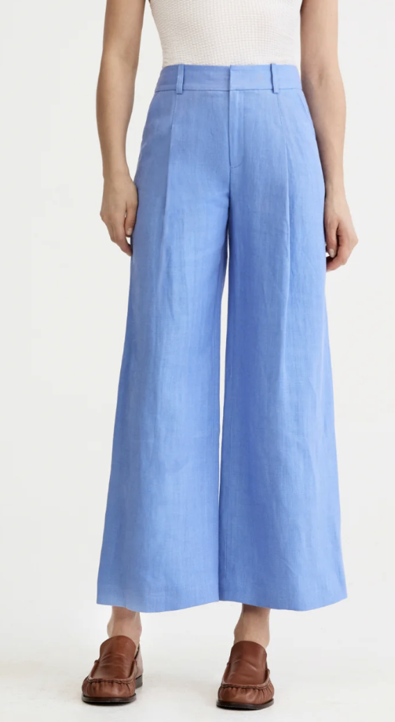 Smythe, Linen Cropped Pleated Trouser
