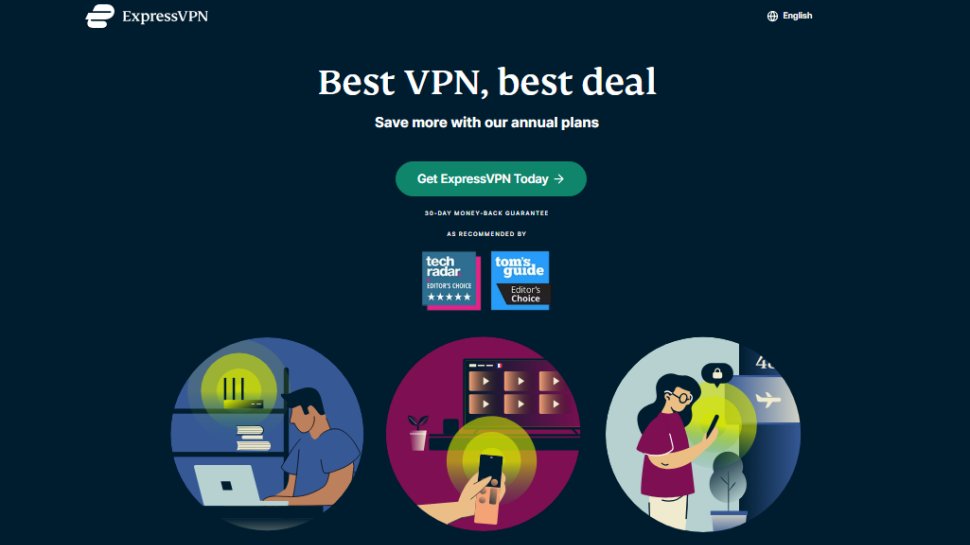 Website screenshot of ExpressVPN (August, 2025)