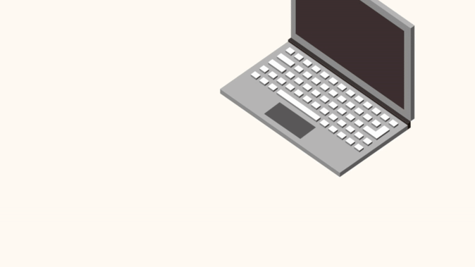 Animated illustration of man filing photos on a laptop