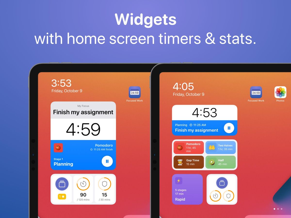 Focused Work Home Screen Widgets