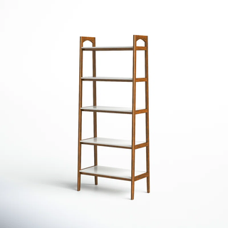 ladder bookshelf with marble shelving