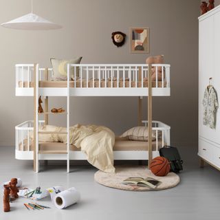 A sweet bunk bed in a kids bedroom