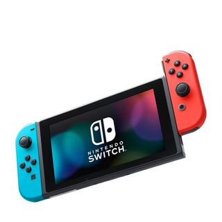 Nintendo Switch with Neon Red and Neon Blue Joy-Con controllers