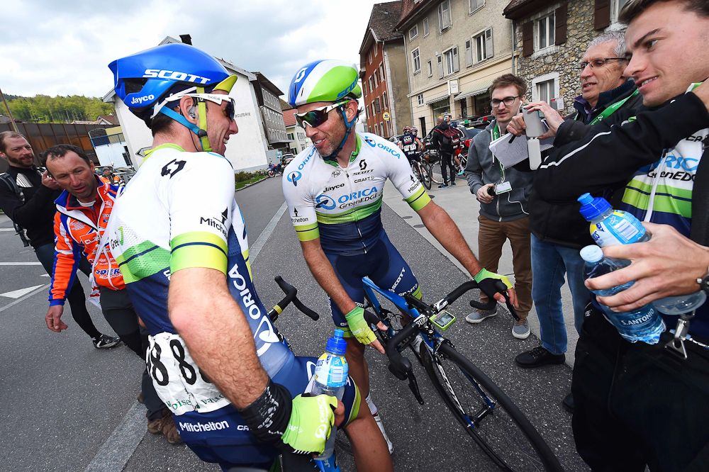 Albasini gets congratulated by a teammate.