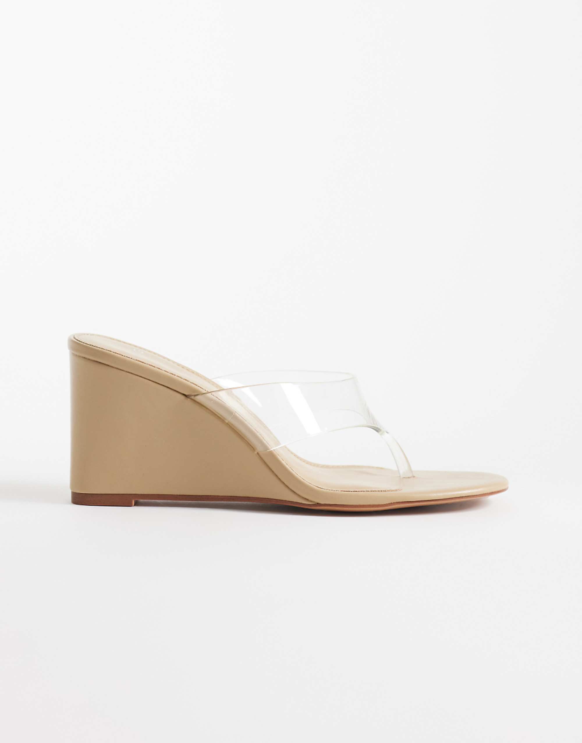 Mango Clear Heeled Wedge in Beige