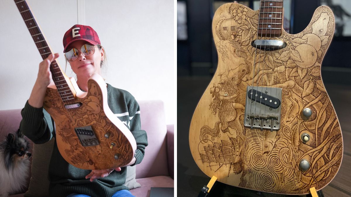 Shania Twain with her bespoke guitar