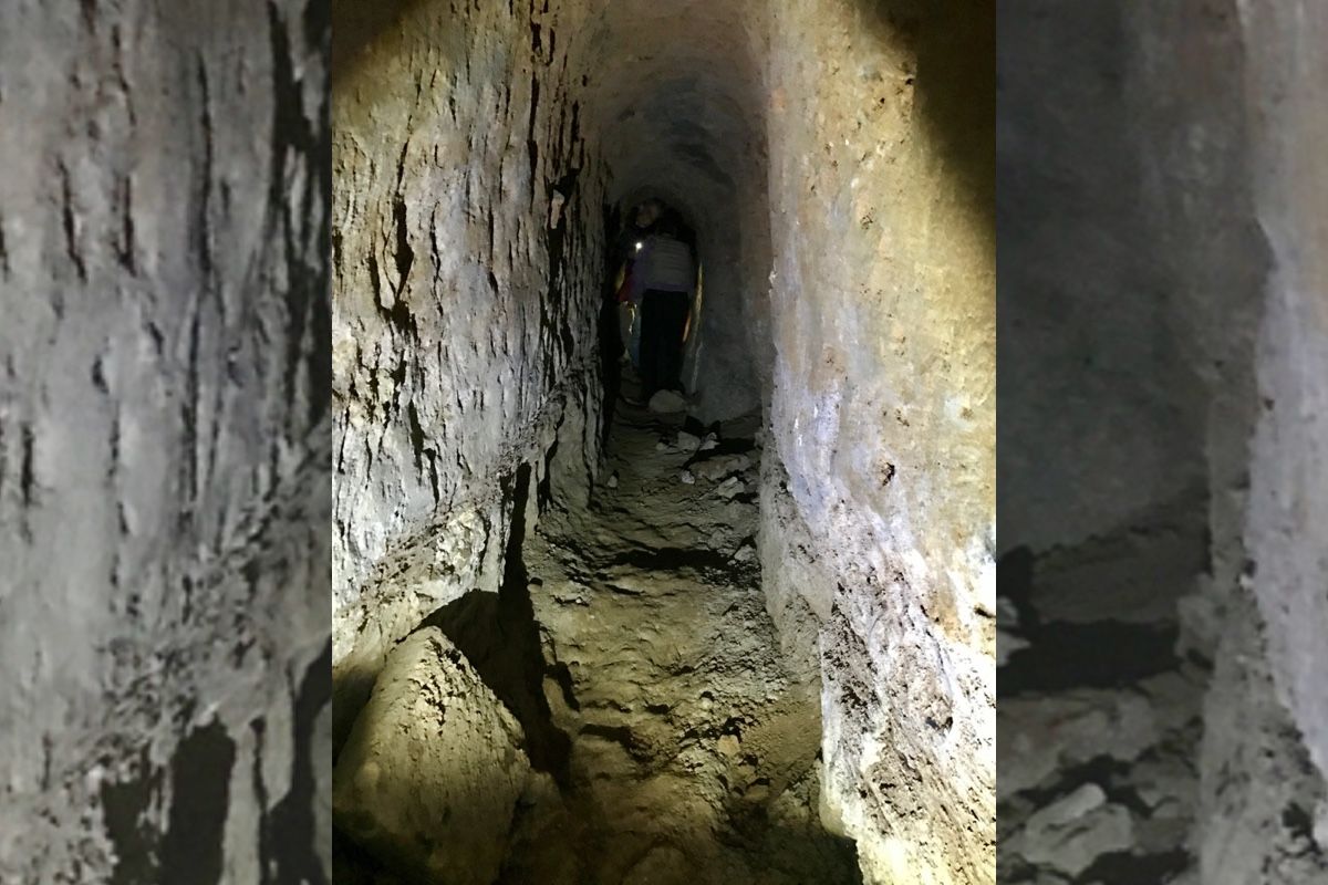 Seven inscriptions were found in looters&#039; tunnels dug beneath the destroyed tomb of Jonah (one of the tunnels is shown here).