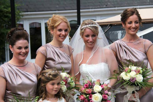 Bride and bridesmaids at the Woollacott wedding