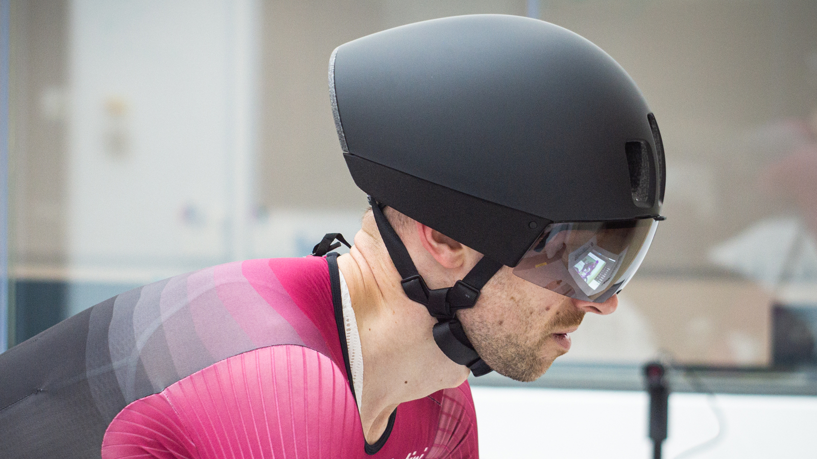 POC PRocen Air being worn by Tom in a wind tunnel