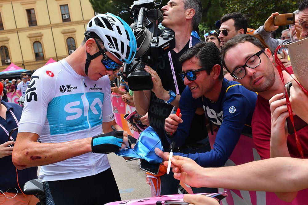 Chris Froome (Team Sky) at the start of stage 5 at the Giro d'Italia