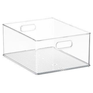 Clear small Stackable Storage Bin Clear with no lid