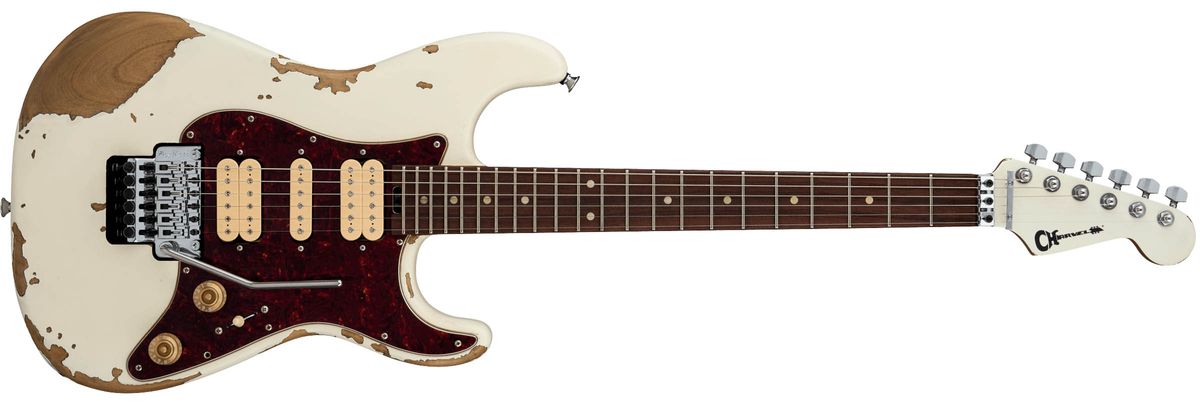 Charvel Limited Edition Super-Stock So-Cal Style 1 in Aged Arctic: this high-performance S-style has a heavily weathered finish, an HSH DiMarzio pickup configuration and a Floyd Rose 1000 Series vibrato.