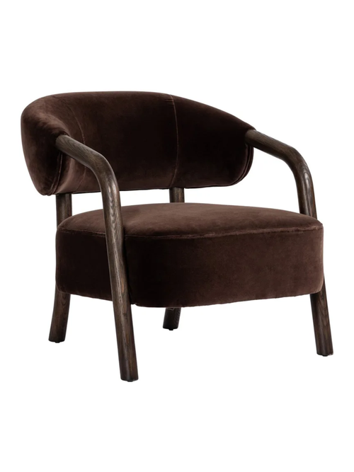 Brenna Modern Classic Dark Brown Velvet Arm Chair