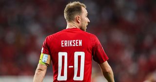 Christian Eriksen #10 of Denmark reacts during the FIFA World Cup Qatar 2022 Group D match between Denmark and Tunisia at Education City Stadium on November 22, 2022 in Al Rayyan, Qatar.