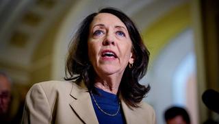 WASHINGTON, DC - JUNE 3: Sen. Maria Cantwell (D-WA) speaks to reporters following a weekly Democratic policy luncheon at the U.S. Capitol Building on June 3, 2025 in Washington, DC. Elon Musk has taken to social media to condemn U.S. President Donald Trump's "One, Big, Beautiful Bill" Act, which was passed by the House of Representatives and is now under consideration in the Senate, calling it a "disgusting abomination." (Photo by Andrew Harnik/Getty Images)