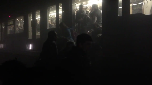 Evacuation footage from metro attacks in Brussels. 