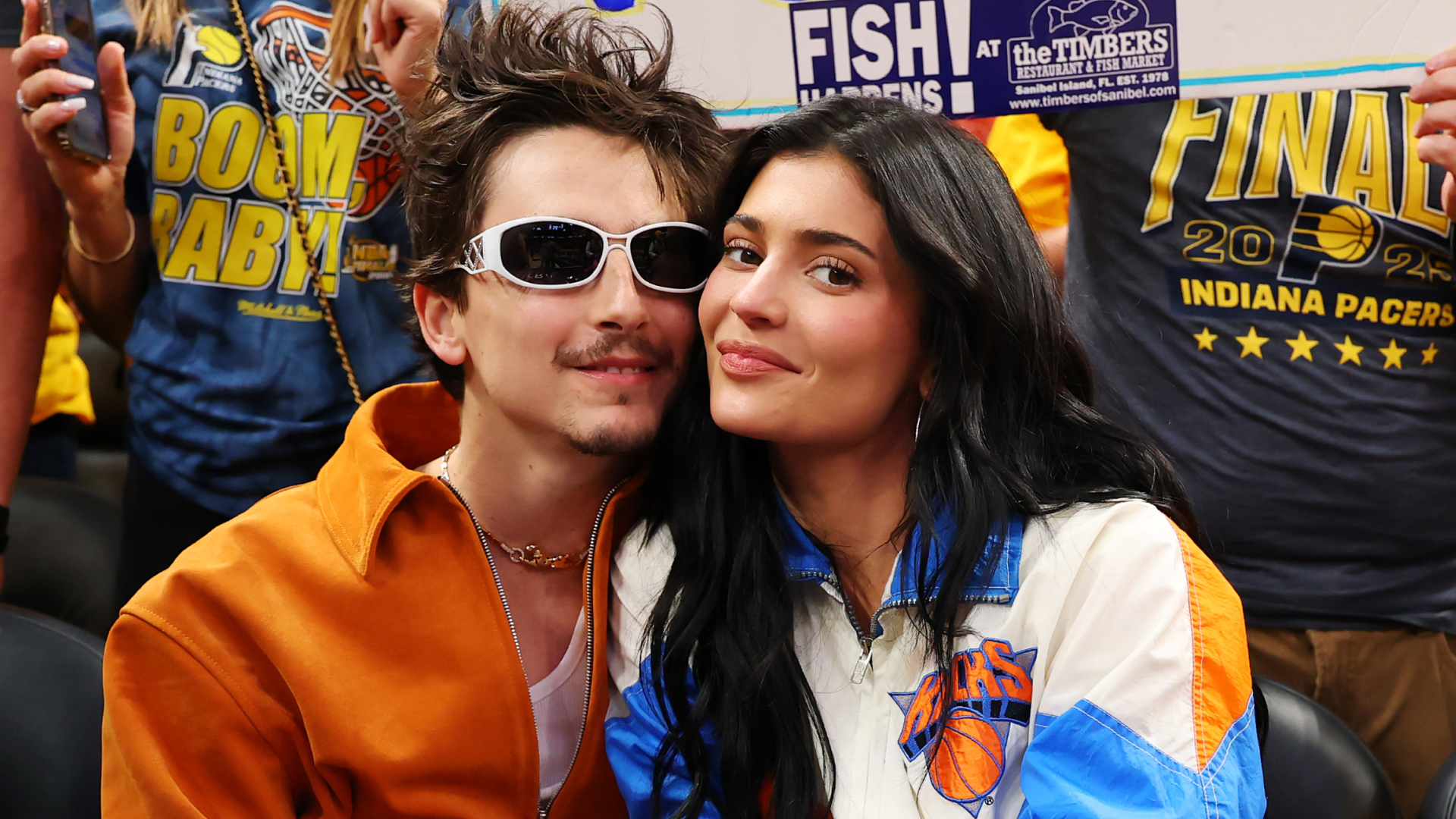 Timothee Chalamet and Kylie Jenner at the Knicks game on May 31