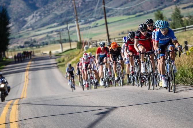 The reduced peloton is led by Garmin-Sharp