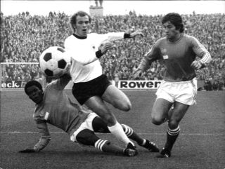 Uli Hoeness in action with West Germany.