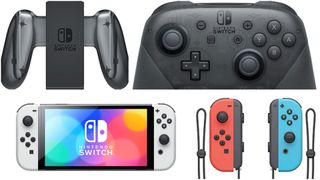 Nintendo Switch controller options — Pro Controller, Joy-Cons on console, Joy-Cons separate
