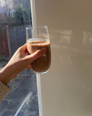 One of Georgia's chocolate Biomel drinks during her two week test