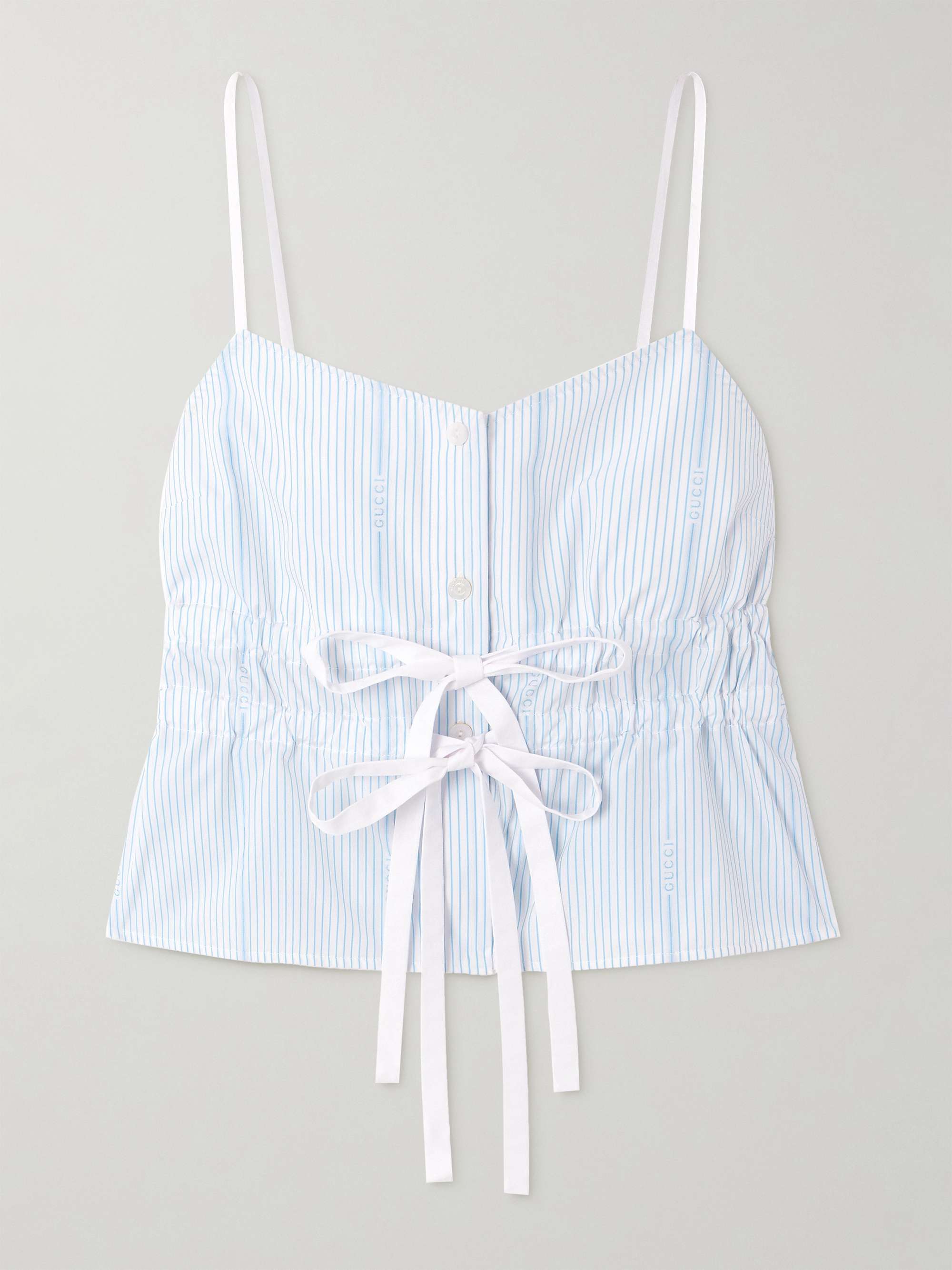 Tie-Front Striped Cotton Oxford Camisole