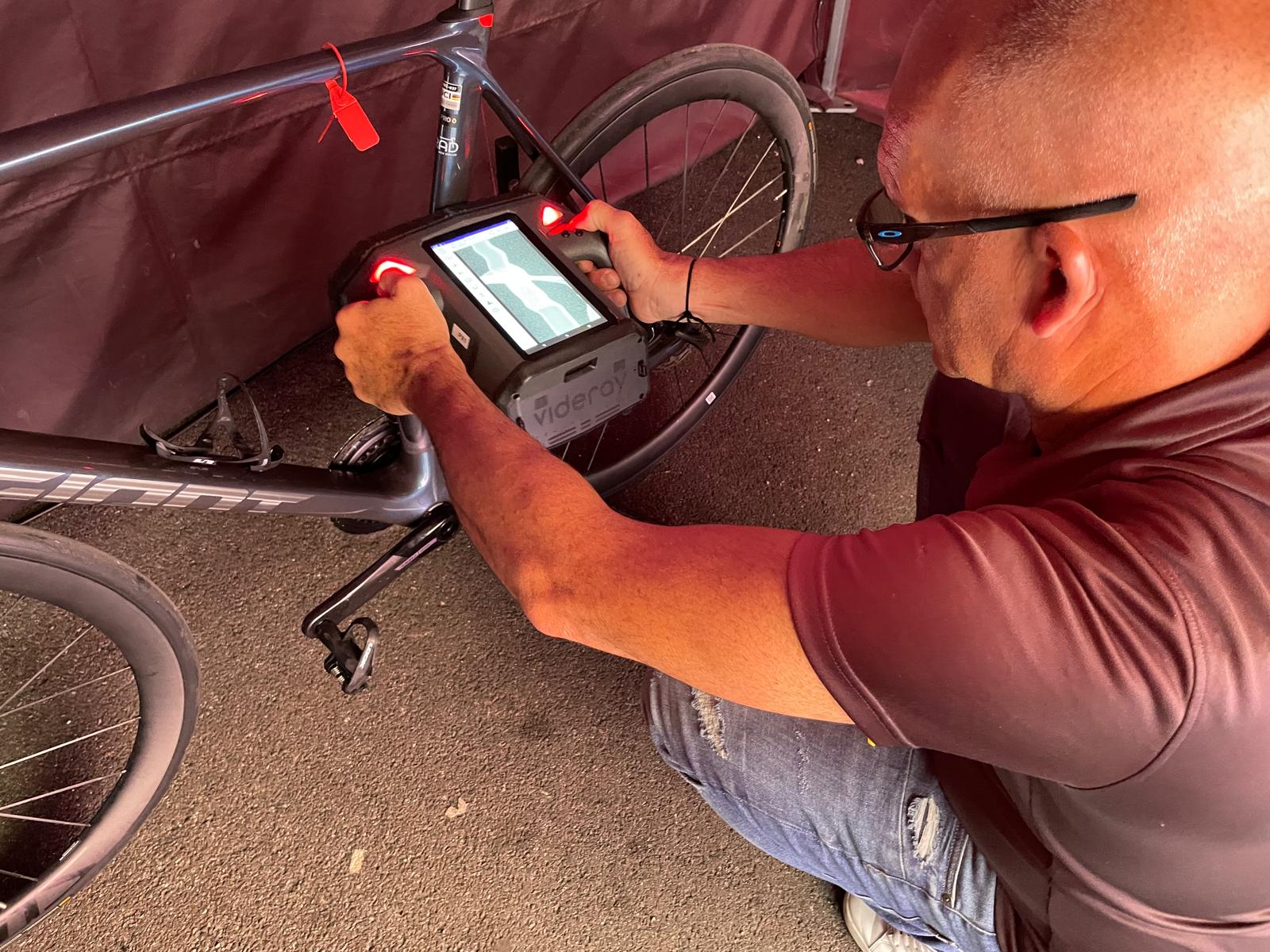 Backscatter X-ray device in use at the Giro d'Italia