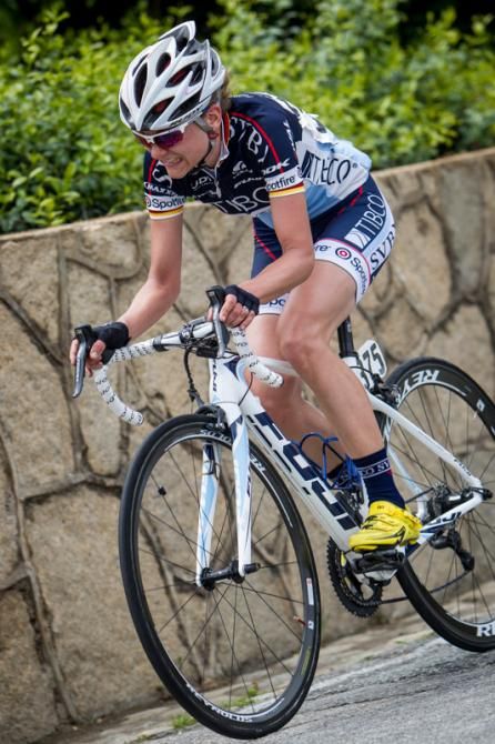 Claudia H&auml;usler (TIBCO) on the way up to the KOM.