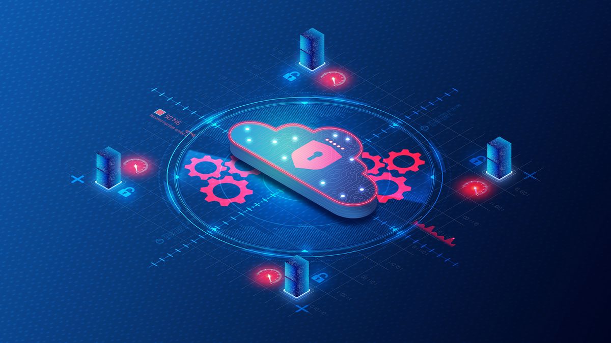 IT observability concept image showing cloud network symbol and virtual data points.