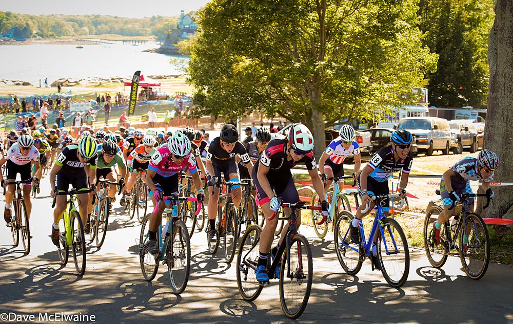 Cassandra Maximenko (Van Dessel) takes the hole-shot on the uphill pavement start