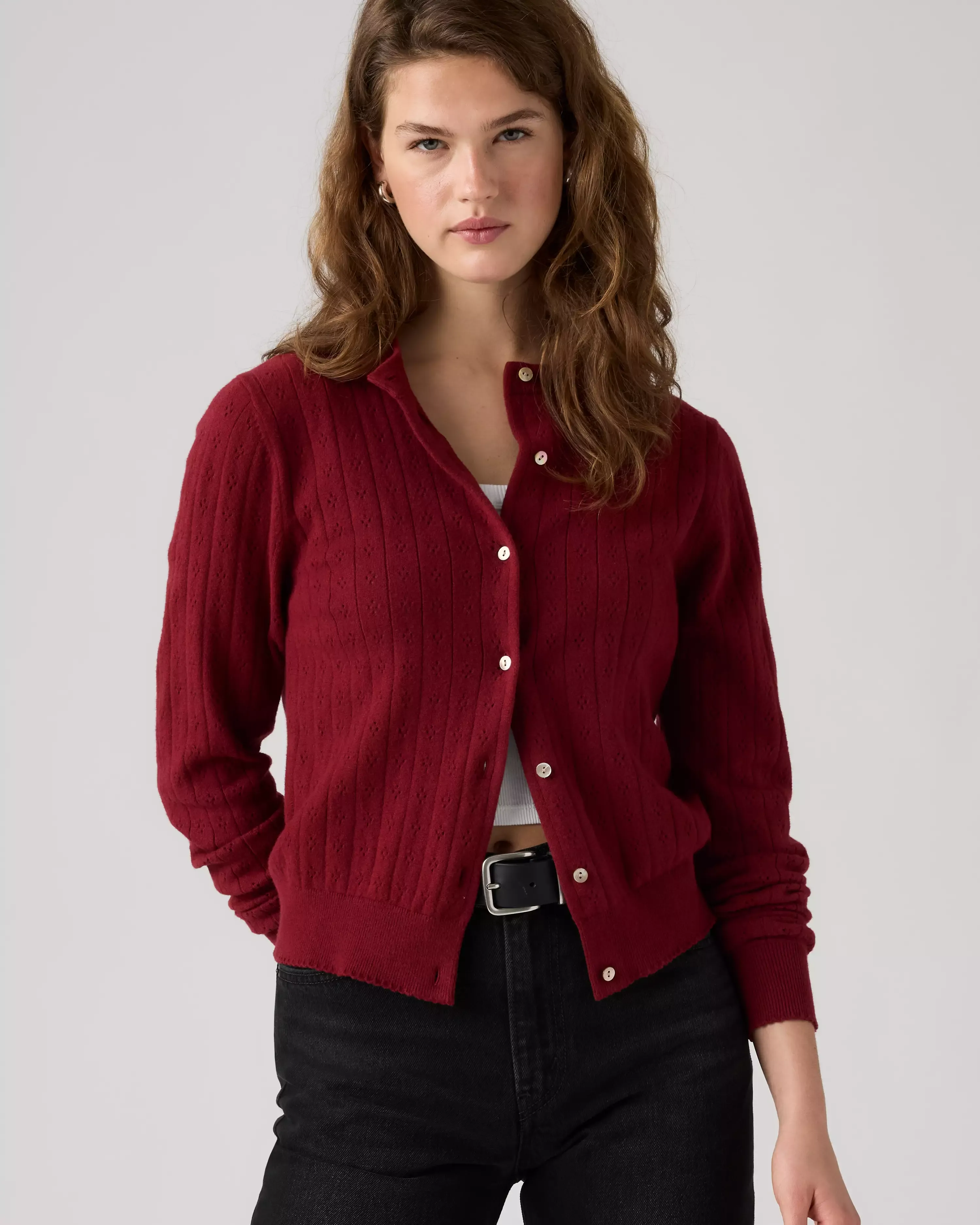 levi's, Supersoft Pointelle Crewneck Cardigan