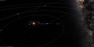 Una ilustración del sistema solar que muestra la posición del cometa C/2023 A3 Tsuchinshan-ATLAS al 21 de mayo de 2024.