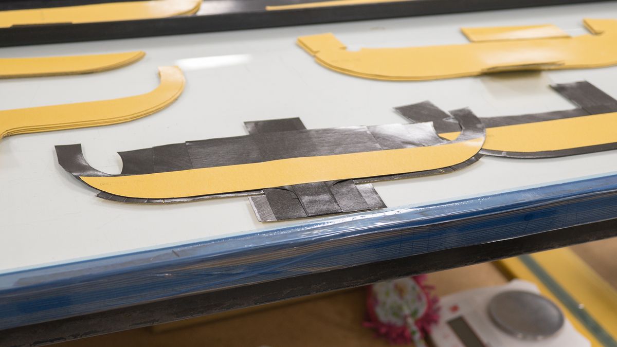 carbon fibre cut and organized into groups