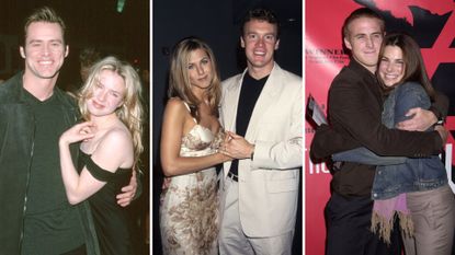 L-R: Jim Carrey and Renee Zellweger, Jennifer Aniston and Tate Donovan, and Sandra Bullock and Ryan Gosling