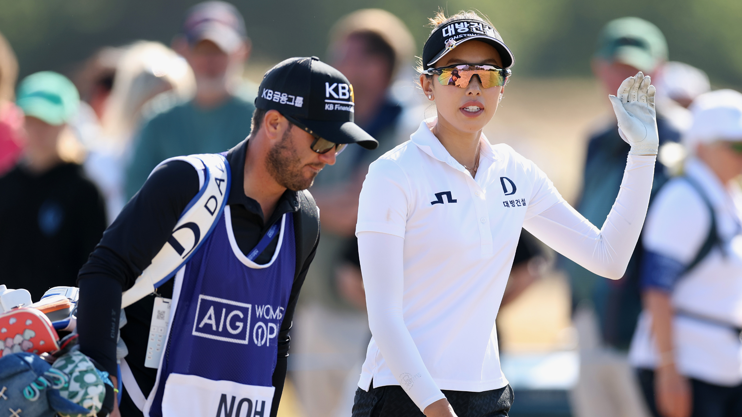 Yealimi Noh and her caddie at the AIG Women's Open