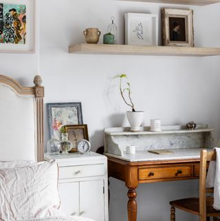 vintage washstand in bedroom