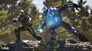 Master Chief and an elite battle in a screenshot from Halo's Unreal Engine 5 Project Foundry