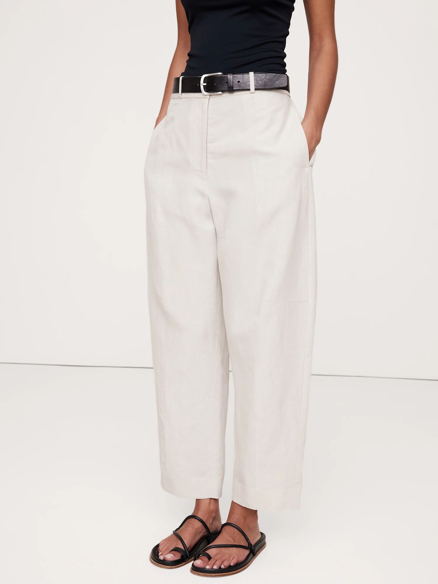 banana republic, High-Rise Barrel Tencel-Linen Pant