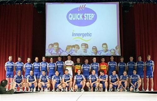 The Quick.Step-Innergetic team for 2006 at their presentation in Kortrijk, Belgium.