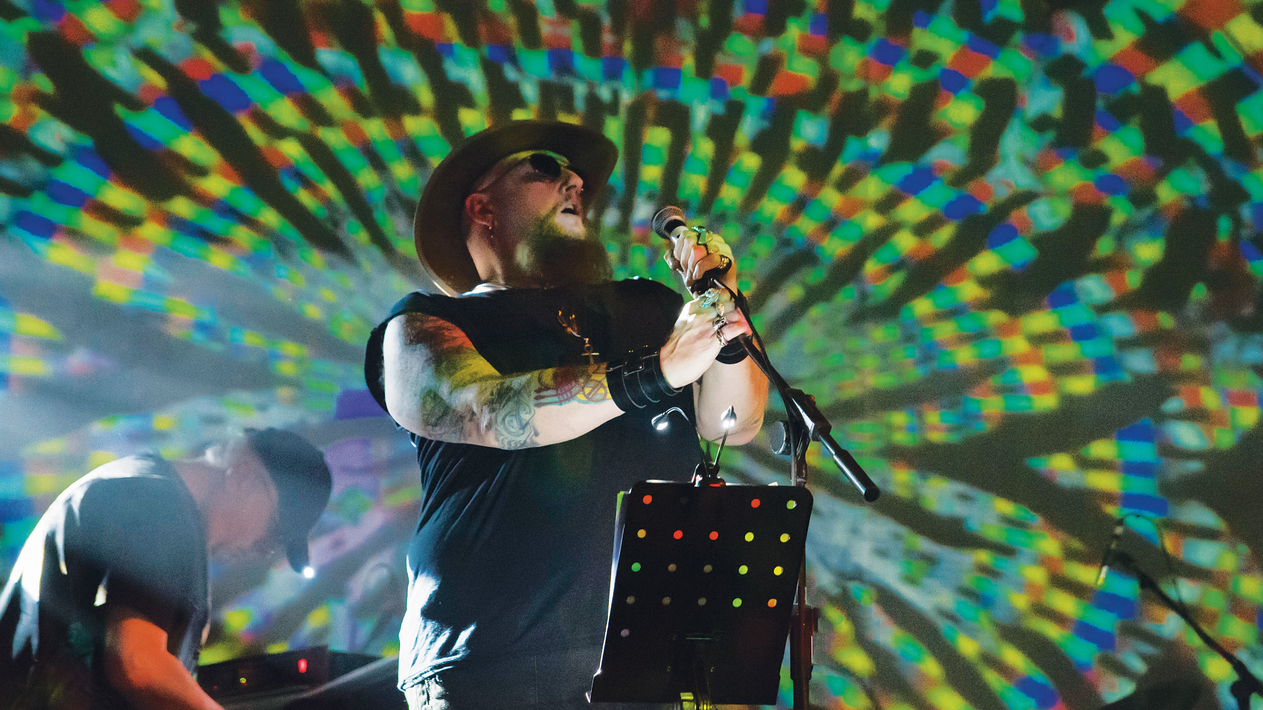 Mr Dibbs on stage with Hawkwind in Eastbourne