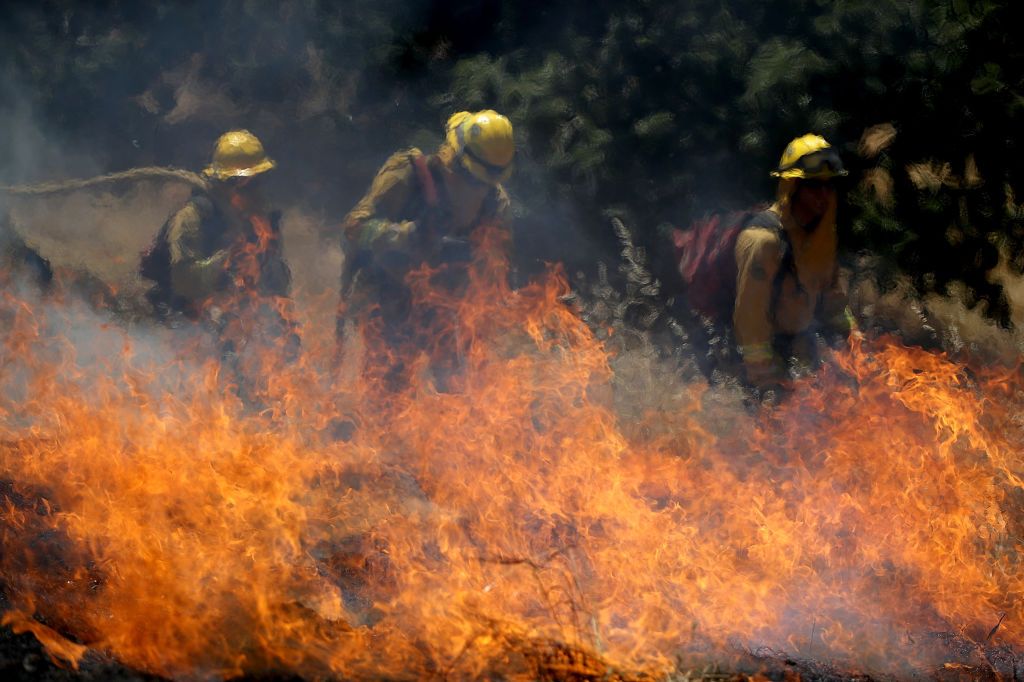 Firefighters tackle a controlled burn in CA