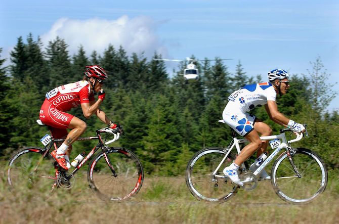 Trailing FDJ's Philippe Gilbert in a break on stage 5 of the 2007 Tour de France
