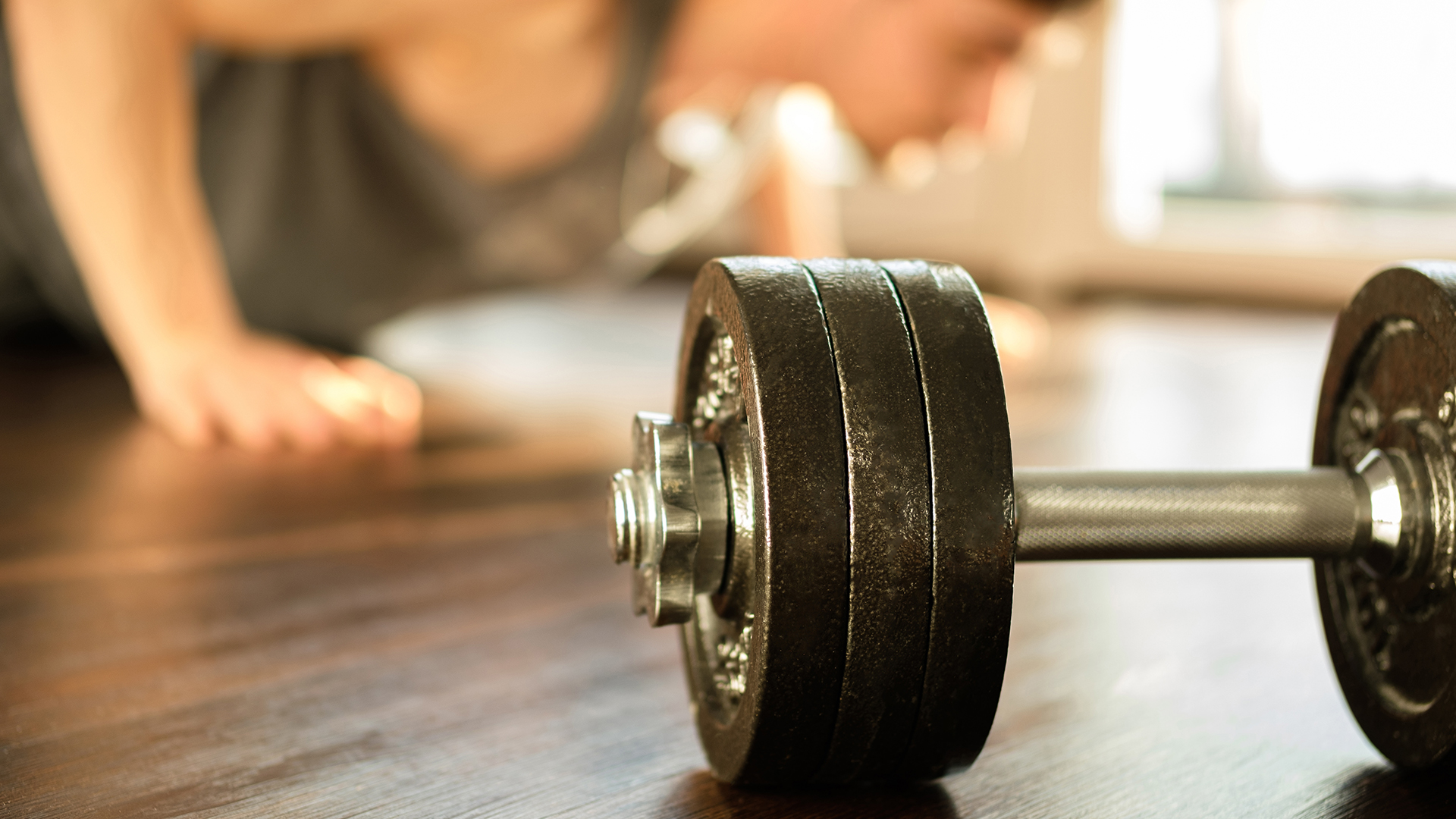 Combining weights. Dumbbells. Weights.