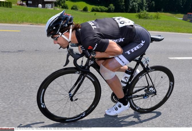 The effects of Fabian Cancellara's (Trek) crash on display