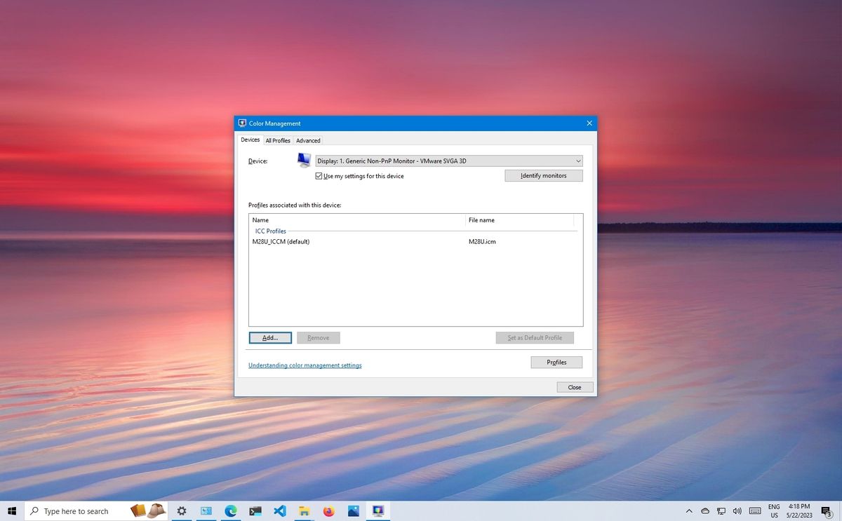 How to find the correct monitor color profile on Windows 10 Windows
