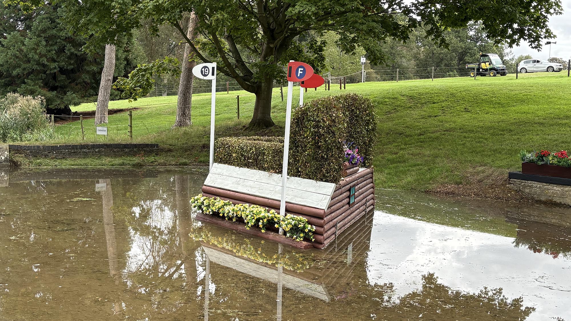 Brush corner fence in water on the Burghley cross-country course 2026